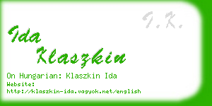 ida klaszkin business card